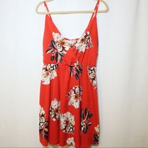 Red Floral V neck Maxi dress in size XL